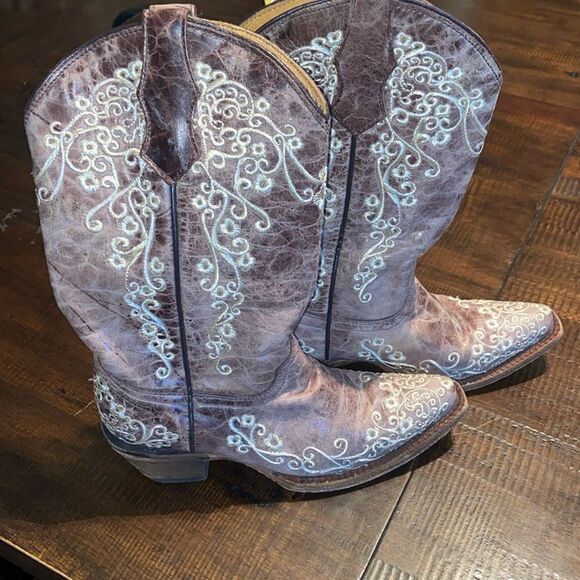 CORRAL KIDS' EMBROIDERED SQUARE TOE WESTERN BOOTS - Picture 4 of 14